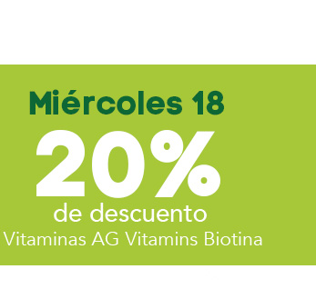 Miércoles 18 20% de descuento Vitaminas AG Vitamins Biotina