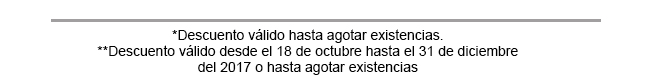 *Descuento válido hasta el 10 de noviembre o hasta agotar existencias.