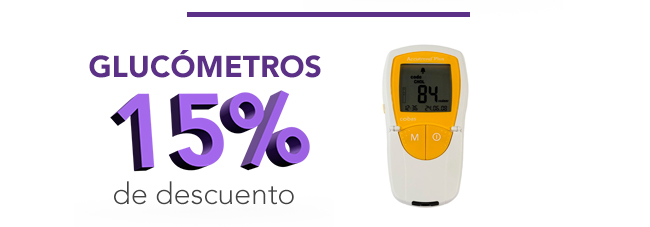 Glucómetros, 15% de descuento