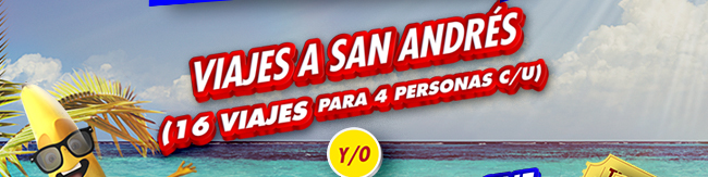 VIAJES A SAN ANDRÉS (16 VIAJES PARA 4 PERSONAS C/U) Y/O