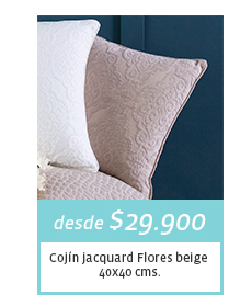 Desde $29.900 - Cojín jacquard Flores baige - 40x40 cms.