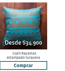 Desde $49.900
                             Cojín Rayastan
                             estampado turquesa
                             Comprar