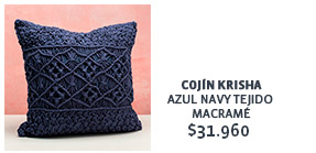 Cojín Krisha azul navy tejido macramé $31.960