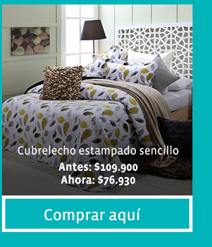 Cubrelecho estampado sencillo Antes: $109.900
Ahora: $76.930 Comprar aquí