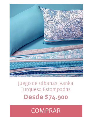 Juego de sábanas Ivanka Turquesa Estampadas Desde $74.900 COMPRAR