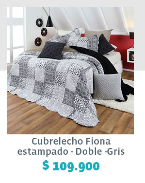 Cubrelecho Fiona estampado - Doble - Gris $109.900