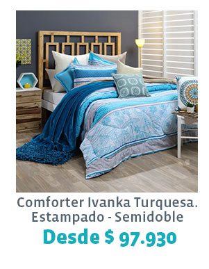 Comforter Ivanka Turquesa. Estampado - Semidoble - Desde $ 97.930