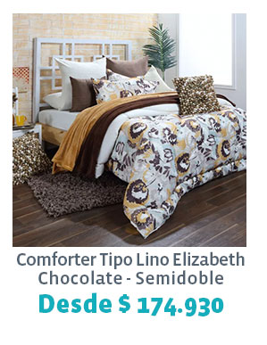 Conforter Tipo Lino Elizabeth Chocolate - Semidoble Desde $ 174.930