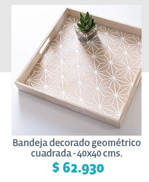 Bandeja decorado geométrico cuadrada - 40x40 cms. $ 62.930