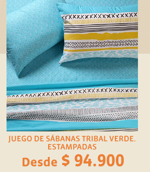 JUEGO DE SÁBANAS TRIBAL VERDE. ESTAMPADAS Desde $ 94.900