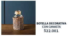 Botella decorativa con canasta $22.001