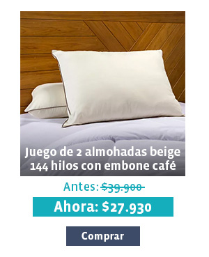 Juego de 2 almohadas beige 144 hilos con embone café