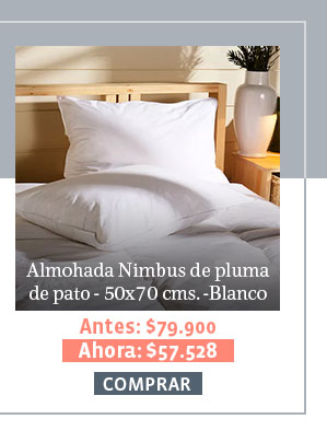 Almohada Nimbus de pluma de pato - 50x70 cms. -Blanco