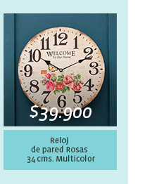 $39.900 - Reloj de pared Rosas 34 cms. Multicolor