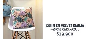 Cojín en Velvet Emilia - 45x45 cms. -Azul $29.900