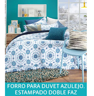 FORRO PARA DUVET AZULEJO. ESTAMPADO DOBLE FAZ