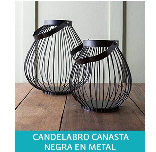 CANDELABRO CANASTA NEGRA EN METAL