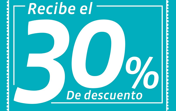 Recibe el 30% De descuento