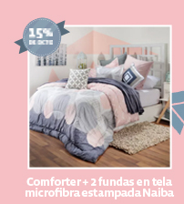 15% DE DCTO - Comforter + 2 fundas en tela microfibra estampada Naiba 