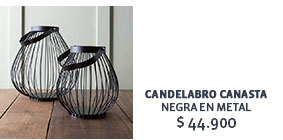 CANDELABRO CANASTA NEGRA METAL $44.900