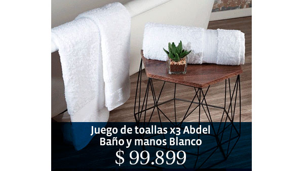 Juego de toallas x3 Abdel Baño y manos Blanco $ 99.899