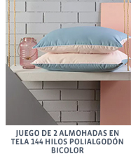 JUEGO DE 2 ALMOHADAS EN TELA 144 HILOS POLIALGODÓN BICOLOR