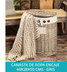 CANASTA DE ROPA ENCAJE 40X28X50 CMS -GRIS