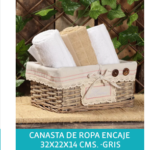 CANASTA DE ROPA ENCAJE 32X22X14 CMS. -GRIS