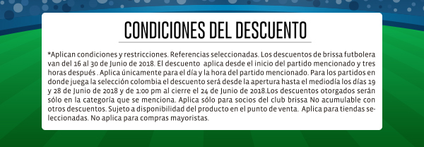 Condiciones del descuento