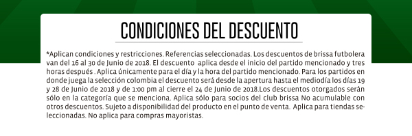 Condiciones del descuento