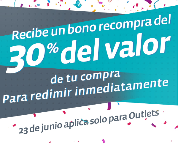 Recibe un bono recompra 30% del valor de la compra para redimir inmediatamente.