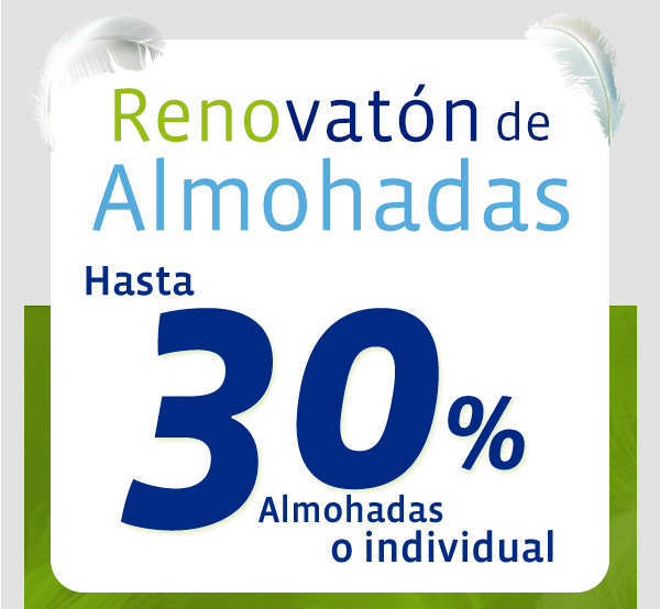 Renovatón de almohadas. Hasta el 30%, almohadas o individual