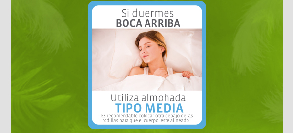 Si duermes boca arriba utiliza la almohada tipo media