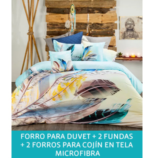 FORRO PARA DUVET + 2 FUNDAS  + 2 FORROS PARA COJÍN EN TELA  MICROFIBRA