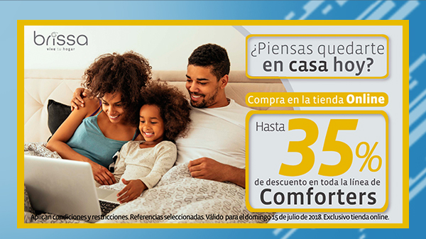 ¿Piensas quedarte en casa hoy? Compra en la tienda online, hasta 35% de dcto en toda la linea de comforters