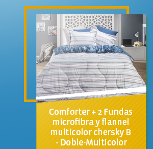 Comforter + 2 Fundas microfibra y flannel multicolor chersky B - Doble-Multicolor