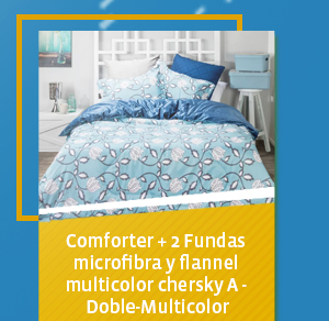 Comforter + 2 Fundas microfibra y flannel multicolor chersky A - Doble-Multicolor