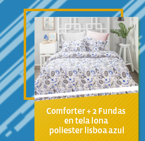 Comforter + 2 Fundas en tela lona poliester lisboa azul