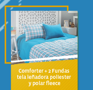 Comforter + 2 Fundas tela leñadora poliester y polar fleece