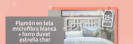 15% de descuento, Plumón en tela microfibra blanca + forro duvet estrella cher