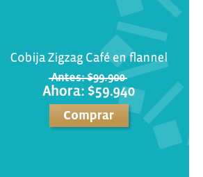 Cobija Zigzag Café en flannel Antes: $99.900, Ahora: $59.940. Comprar