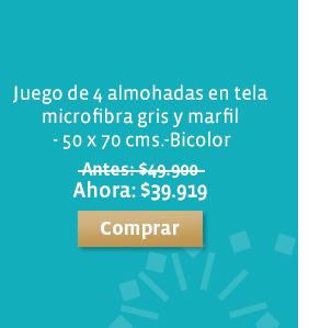 Juego de 4 almohadas en tela microfibra gris y marfil - 50 x 70 cms.-Bicolor, Antes: $49.900, Ahora: $39.919. Comprar