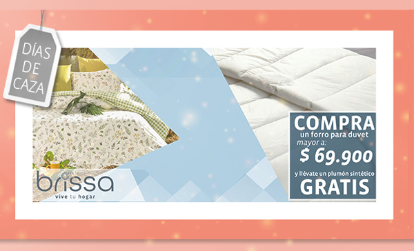 Compra un forro para duvet mayor a: $69.900 y llévate un plumón sintético gratis