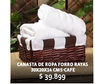 Canasta de ropa forro rayas 30x20x14 cms-cafe $39.899