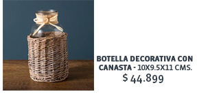 Botella decoativa con canasta - 10x9.5x11 cms $ 44.899