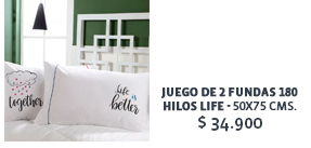 Juego de 2 fundas 180 hilos life - 50x75 cms $ 34.900