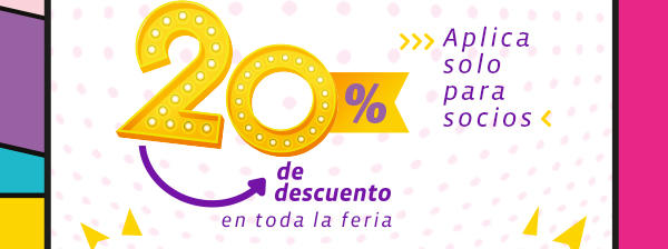 20% de descuento en toda la feria aplica solo para clientes