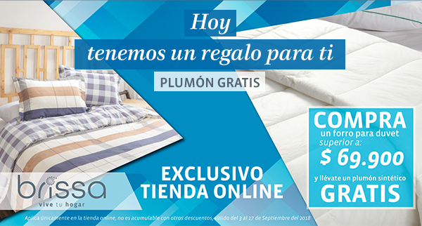 hoy tenemos un regalo para ti, plumón gratis, exclusivo tienda online, compra un forro para duvet superior a: $69.900 y llévate un plumón sintético gratis.