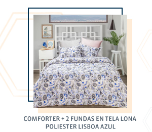 COMFORTER + 2 FUNDAS EN TELA LONA POLIESTER LISBOA AZUL