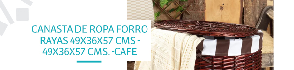 Canasta de ropa forro rayas 49x36x57 cms - 49x36x57 cms. -cafe